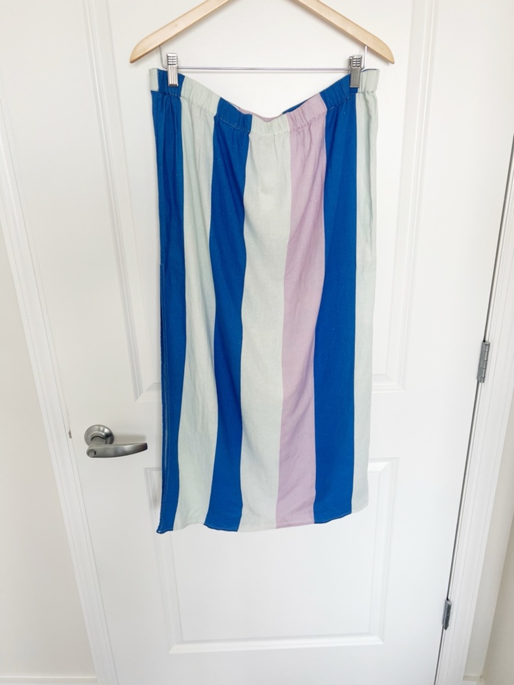 NWT Med Celandine Linen Blend Striped Skirt - Picture 2 of 4